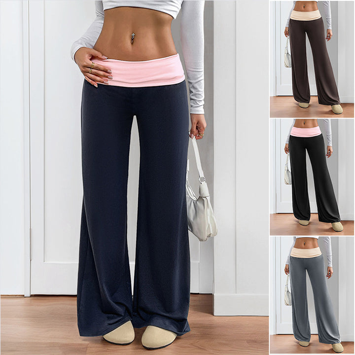 Damen Weite Palazzo‑Yogahose mit umschlagbarem Komfortbund Drune