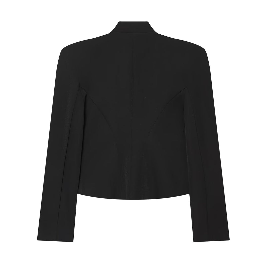 Damen Kurzer Feldblazer mit Stehkragen, Kordelverzierung und Messingknöpfen Drune