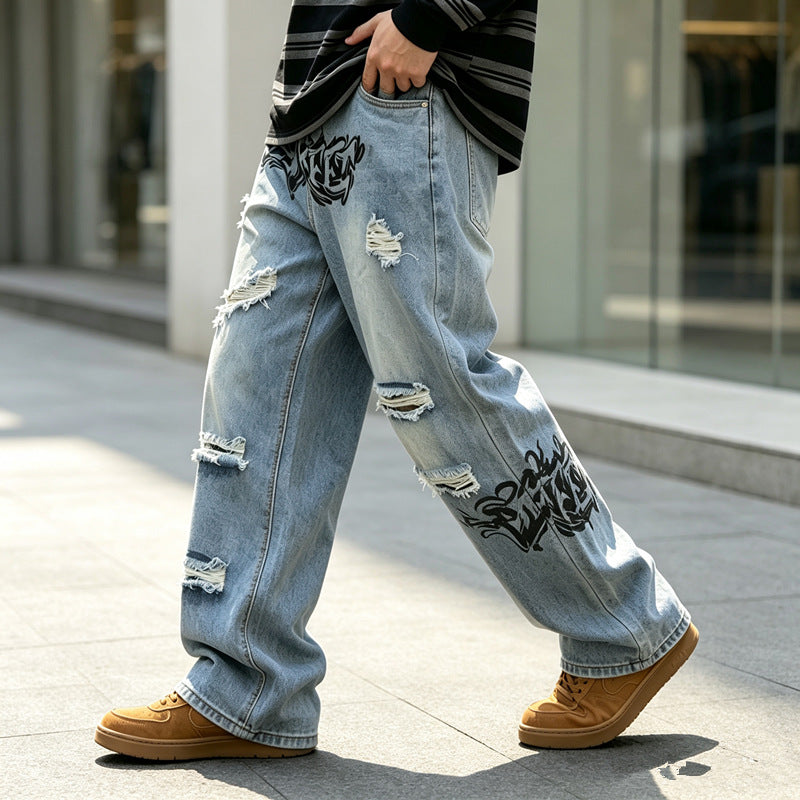 Herren Modische Ripped Jeans Drune