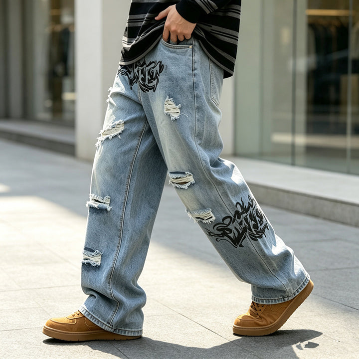Herren Modische Ripped Jeans Drune