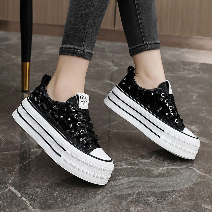 Damen Plateausneaker mit glamourösen Paillettenakzenten Drune