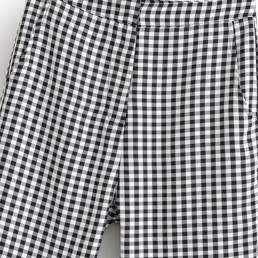 Damen karierten Hose mit lockerem Schnitt Drune