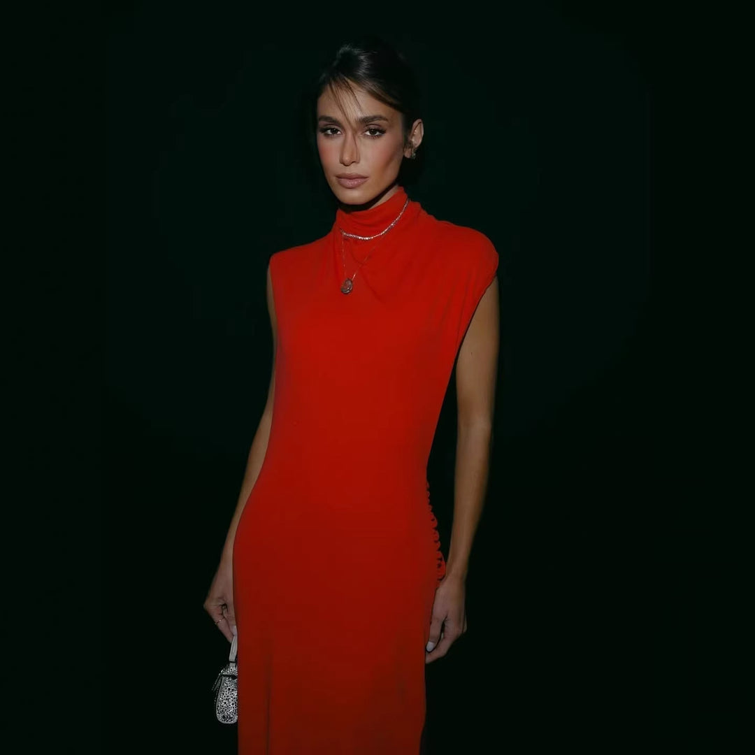 Damen Elegantes Abendkleid mit tiefem Rückenausschnitt und fließendem Drapé Drune