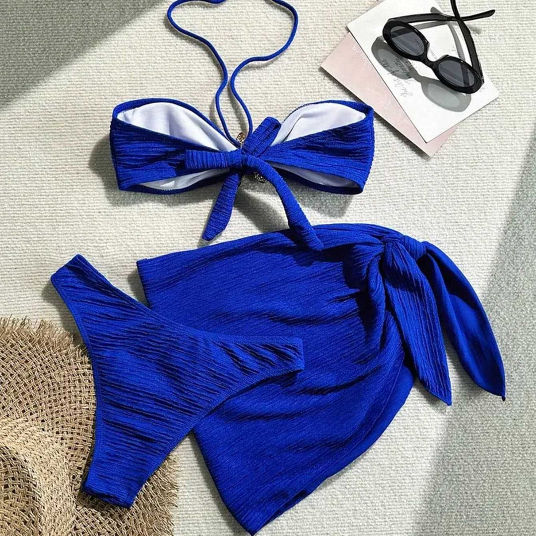 Damen Bandeau-Bikini mit ornamentalem Stern-Detail und modischem Wickelrok Drune