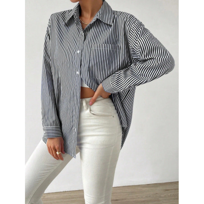 Damen Oversize Hemd mit feinen Streifen Drune