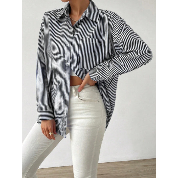 Damen Oversize Hemd mit feinen Streifen Drune