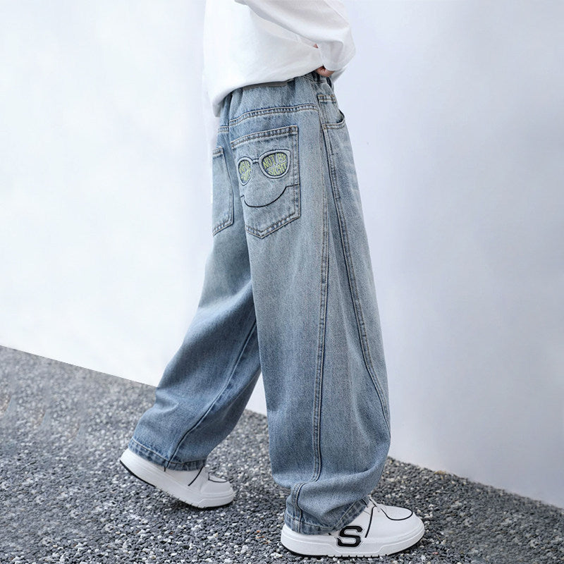 Unisex weite Denim-Hose mit speziellen Taschen Drune