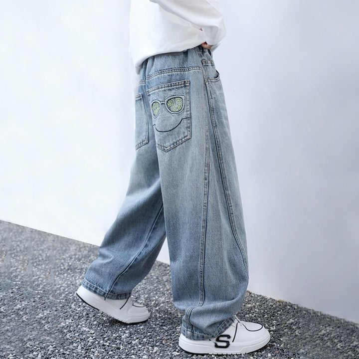 Unisex weite Denim-Hose mit speziellen Taschen Drune