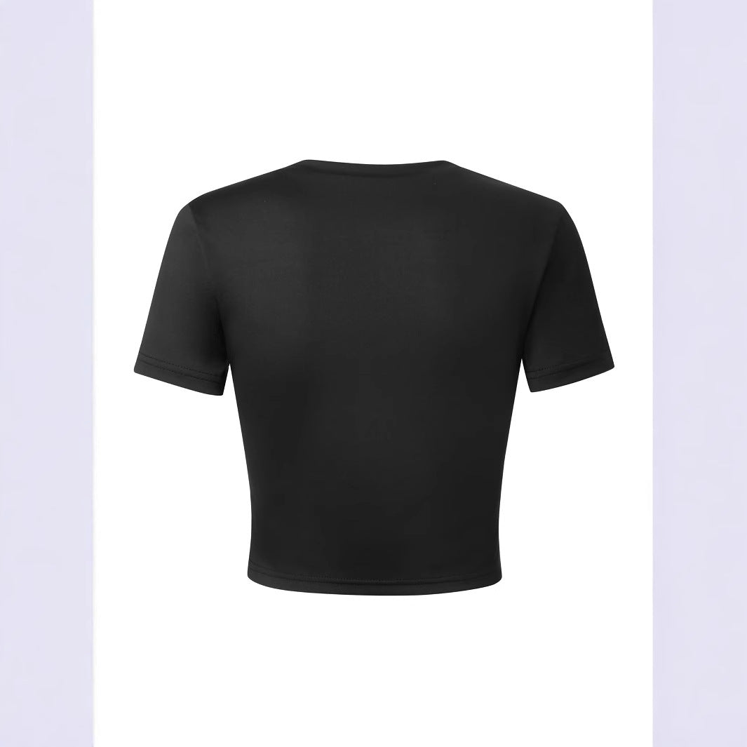 Damen Crop-T-Shirt mit fröhlichem Kirschmotiv Drune