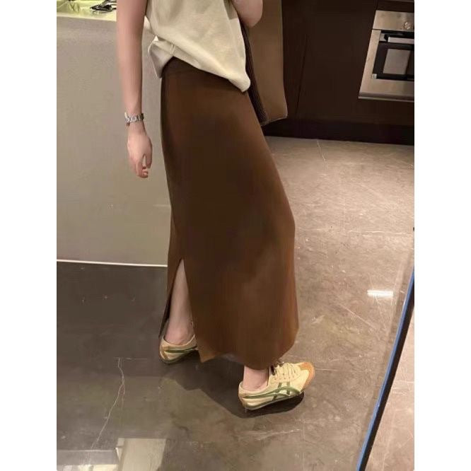 Damen Eleganter Maxi-Rock aus hochwertigem Strickstoff Drune