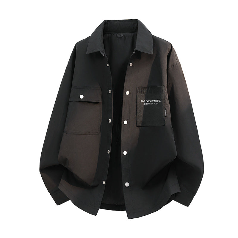 Herren Oversize-Utility-Hemdjacke mit Druckknopfleiste und großen aufgesetzten Taschen Drune