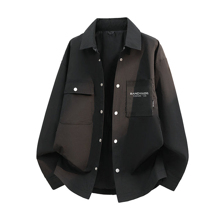 Herren Oversize-Utility-Hemdjacke mit Druckknopfleiste und großen aufgesetzten Taschen Drune