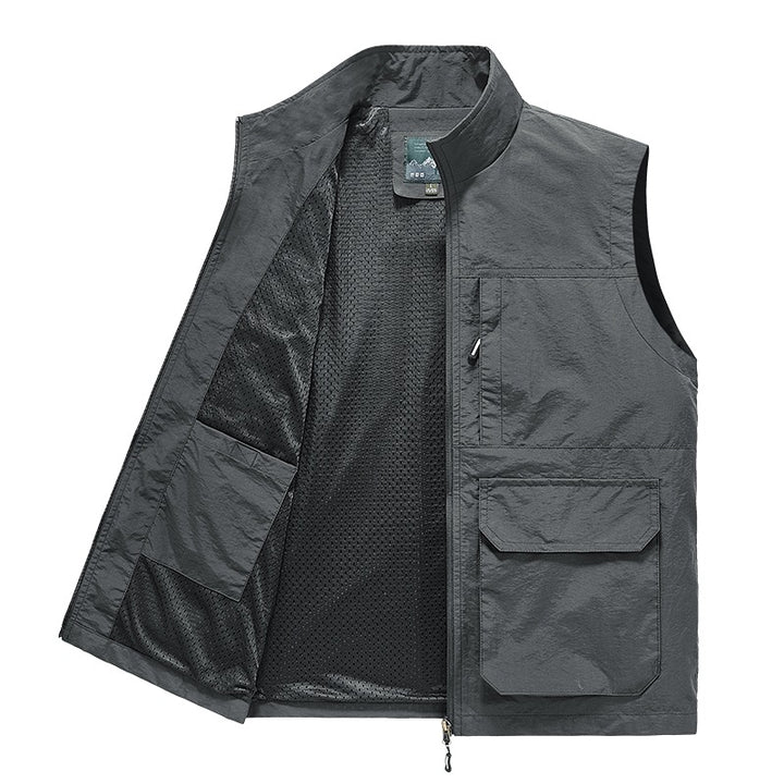 Herren Multifunktionale Utility‑Weste mit Mesh‑Futter, Reißverschluss & Mehrfachtaschen Drune