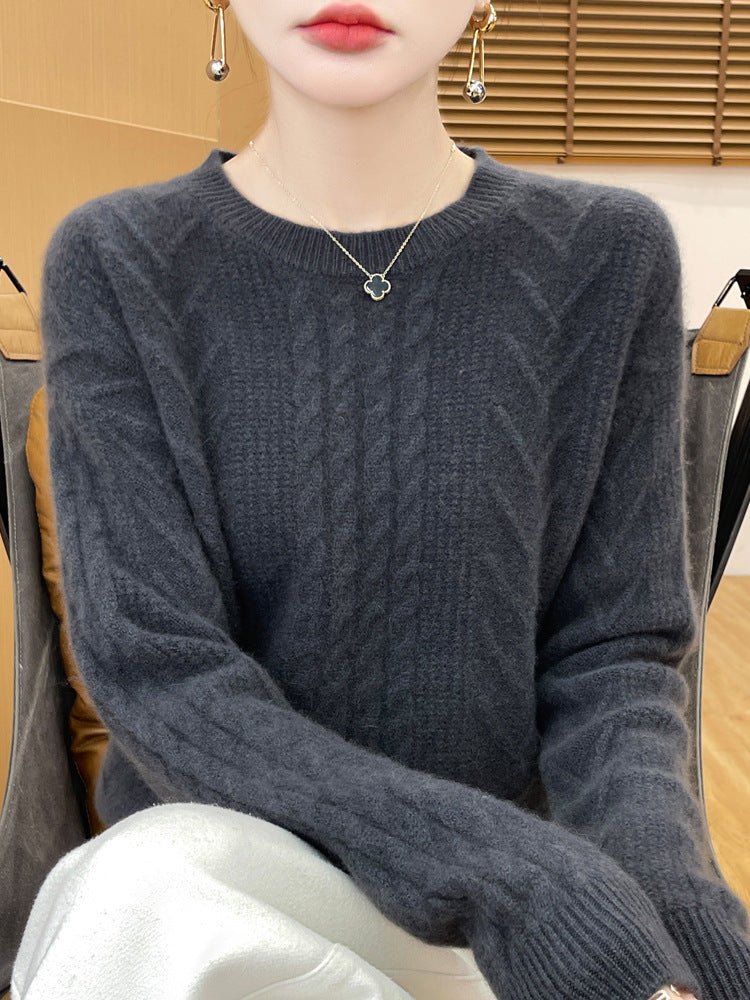 Damen Kurzpullover mit Zopfmuster, Rundhals und kaschmirähnlicher Weichheit Drune