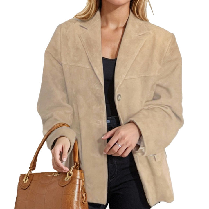 Damen modische Übergangsjacke aus samtähnlichem Material mit praktischen Taschen Drune