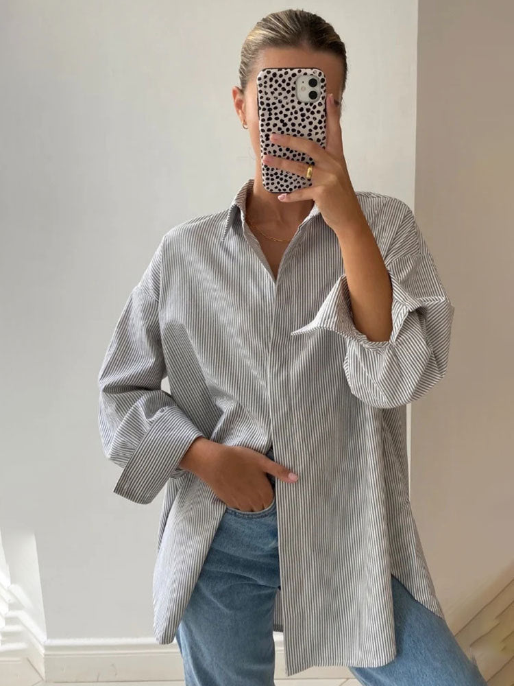Damen Oversized Hemdbluse Drune