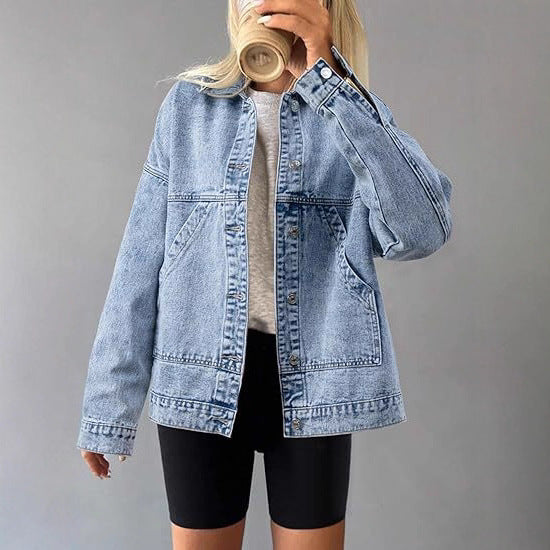 Damen Oversize-Jeansjacke mit kastigem Schnitt und markanten Naht-Details Drune