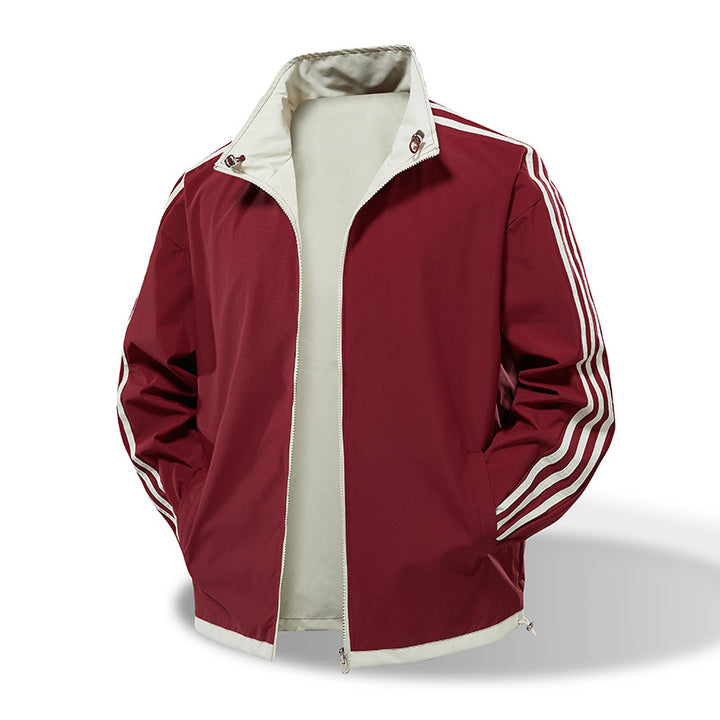 Herren  leichte Trackjacke mit Kontrast-Dreistreifenärmeldetail Drune