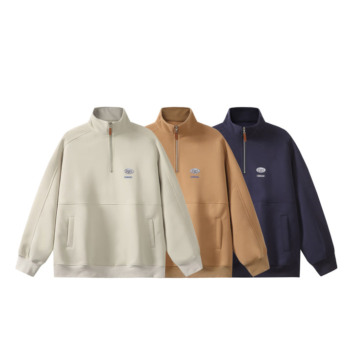 Herren Halbzip-Sweatshirt mit Stehkragen, Kängurutasche und Relaxed-Schnitt Drune