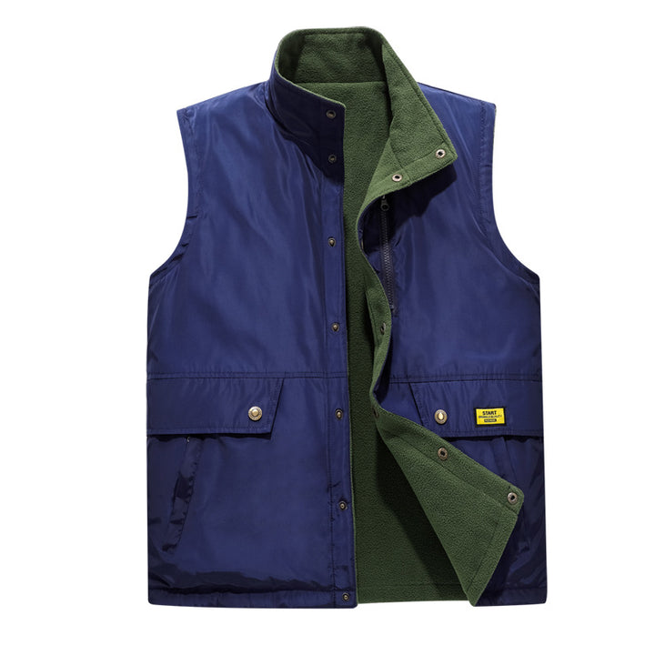 Herren Wind- und Wasserabweisende Utility-Weste mit Fleece-Innenfutter, Stehkragen und Multifachtaschen Drune