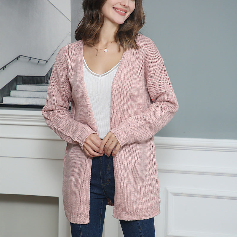 Damen Longline Strickcardigan ohne Verschluss mit offener Front und feiner Rippkante Drune