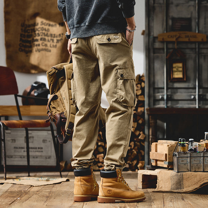 Herren Tapered Cargo-Joggerhose mit Kordelzug, verstärkten Knien und elastischen Bündchen Drune