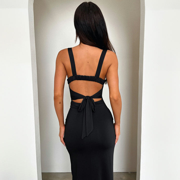 Damen Elegantes Maxikleid mit figurbetonendem Schnitt und seitlichem Schlitz Drune