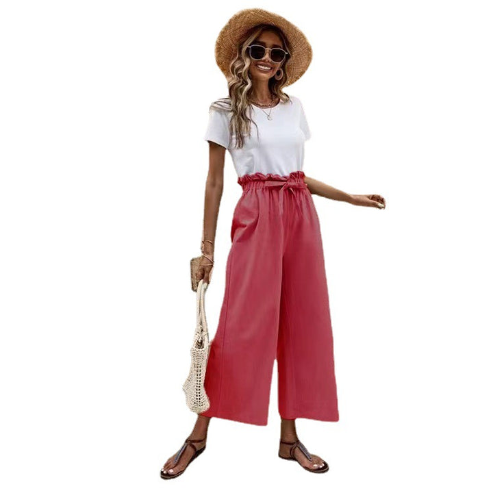 Damen Legere Culottes mit hoher Taille und weitem Bein Drune