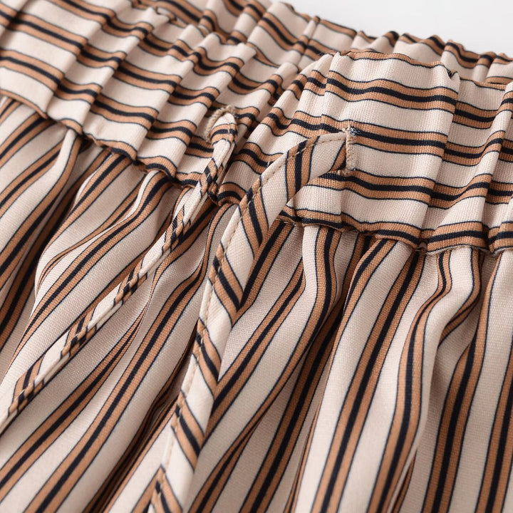 Damen Weite Culotte-Hose mit elastischem Bund und Streifenmuster Drune
