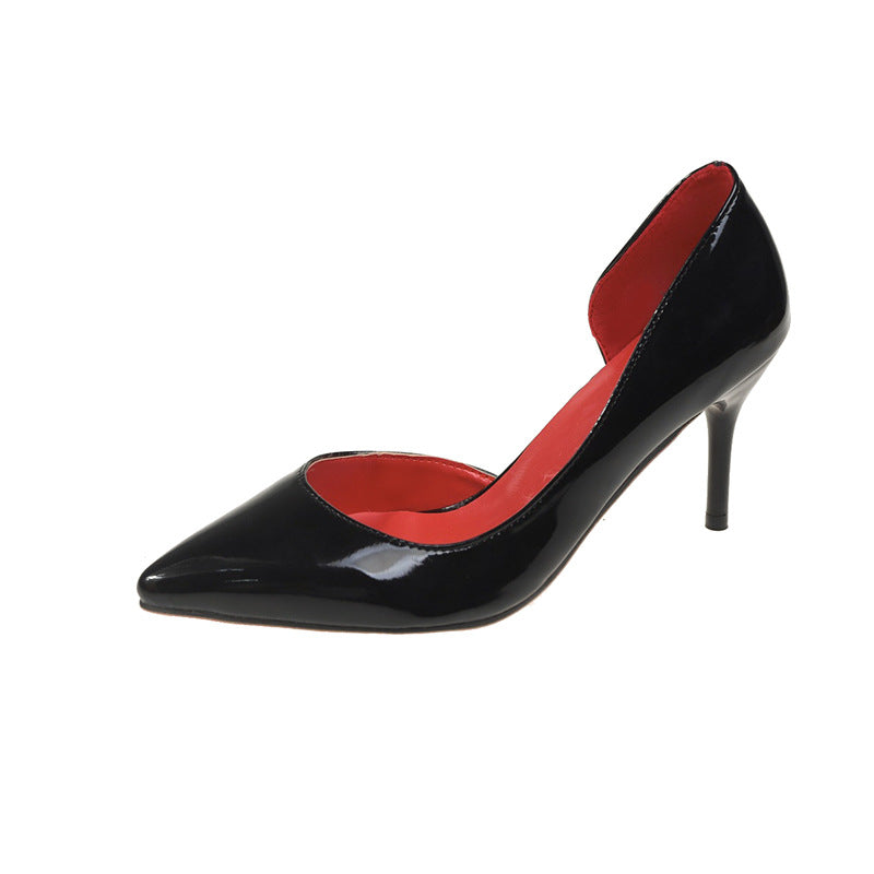 Damen Elegante spitze Lack-Pumps mit Cut-Out-Fersenpartie und schlankem Stilettoabsatz Drune
