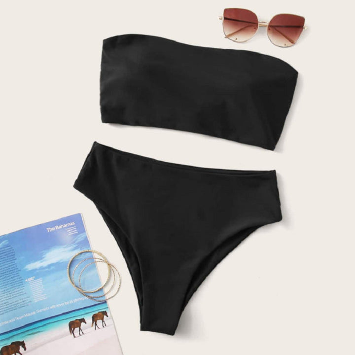 Damen Bandeau-Bikini mit hochgeschnittenem Unterteil Drune
