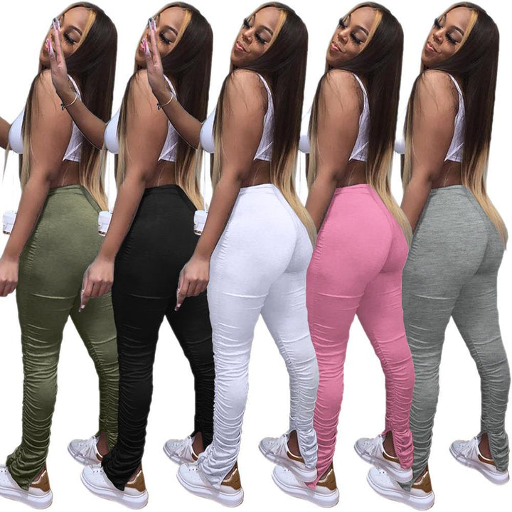 Drune | Hochtaillierte Ripped Stoff Raffung Hose