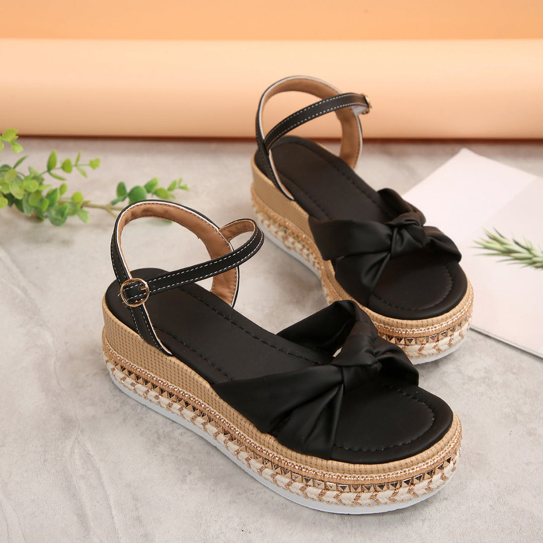 Damen Komfortable Plateau-Sandalen mit Knoten-Detail Drune