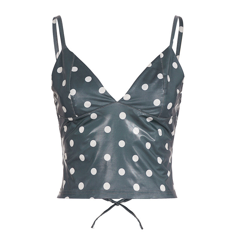 Damen Tanktop mit verspieltem Punktemuster und raffinierten Trägerdetails Drune