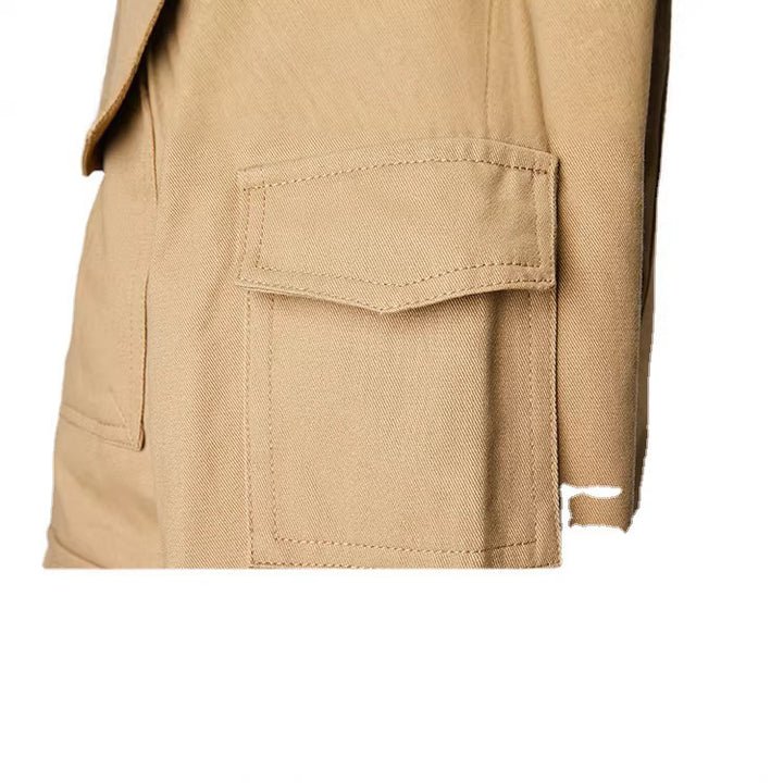 Herren  militärische Fieldjacke mit Mehrfach-Taschen, Schulterklappen und Rippbündchen Drune