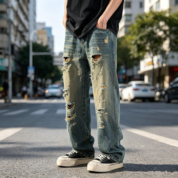 Herren Destroyed Jeans Drune