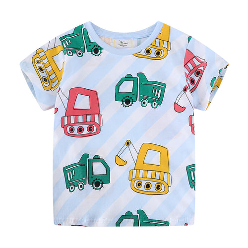 Jungen T-Shirt mit lebhaften Baufahrzeug-Motiven Drune