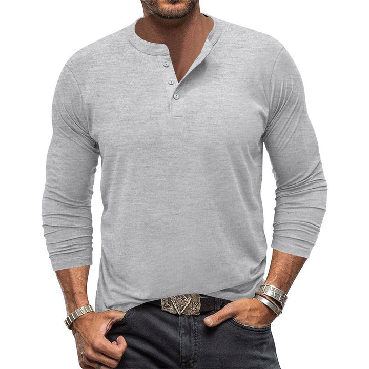 Herren Langarm T-Shirt mit Knopfleiste Drune