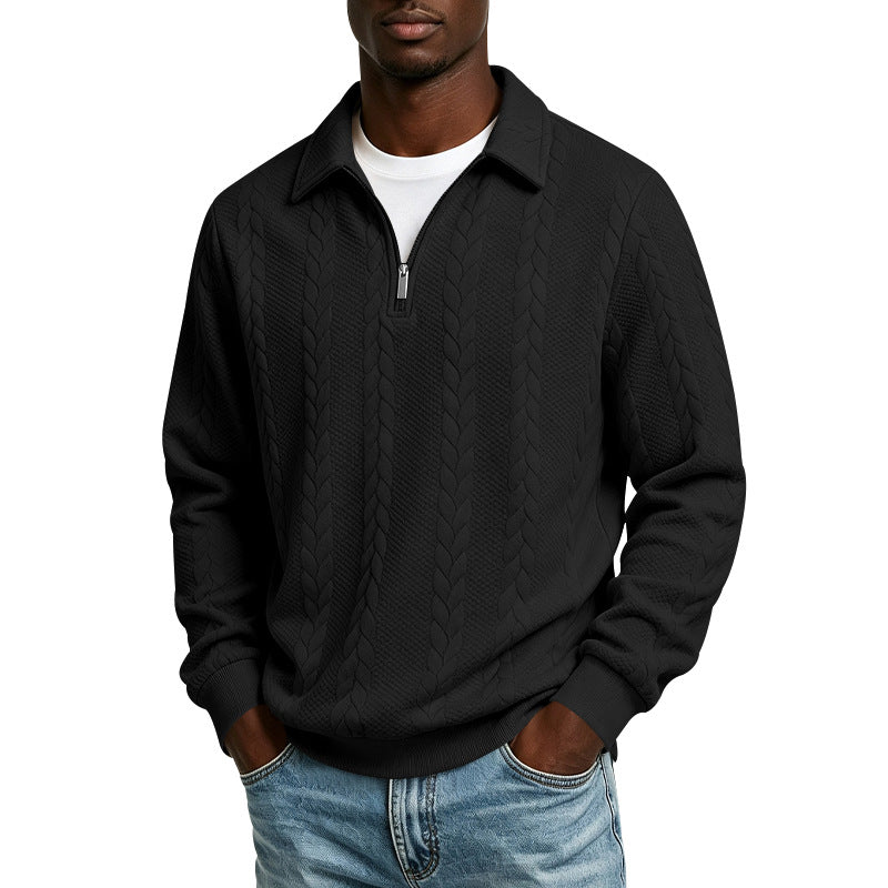 Herren Troyer-Strickpullover mit halbem Reißverschluss und Zopfmuster Drune