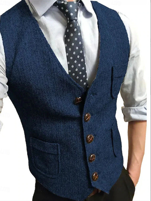 Herren Eleganter Weste aus Herringbone-Stoff Drune