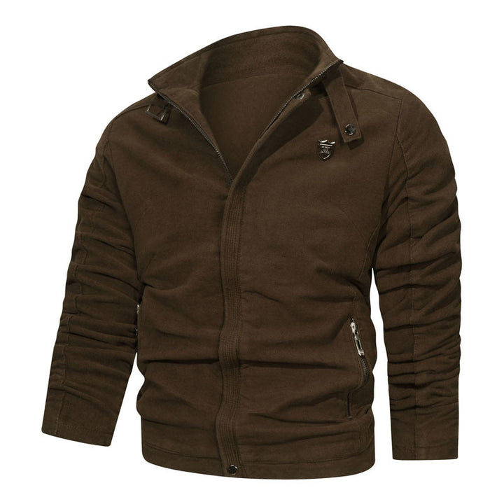 Herren Slim-Fit Canvas-Blouson mit hochschließendem Kragen und Reißverschluss Drune