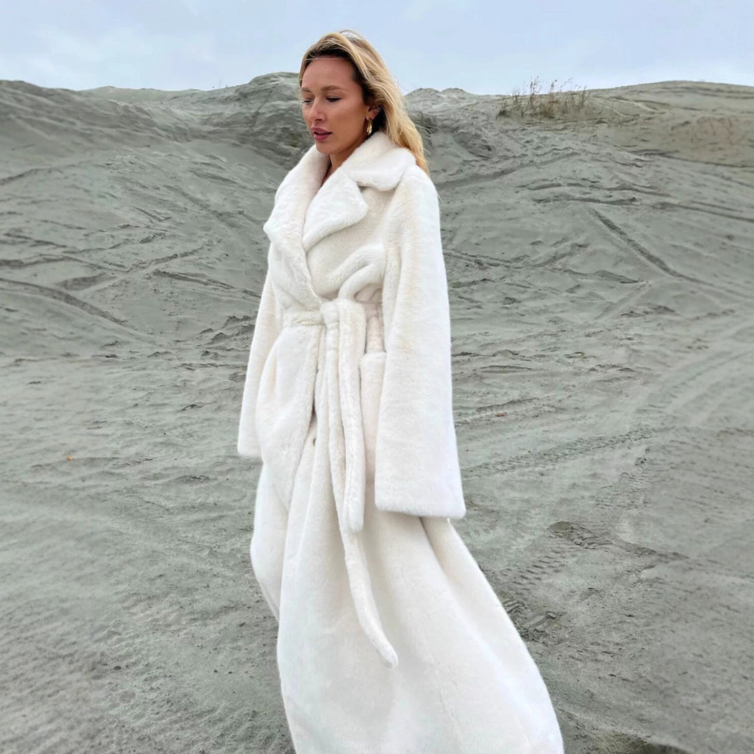 Damen Eleganter, gefütterter Wintermantel mit breitem Revers Drune