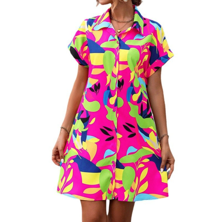 Damen Hemdblusenkleid mit floralem Muster und großzügigem Schnitt Drune