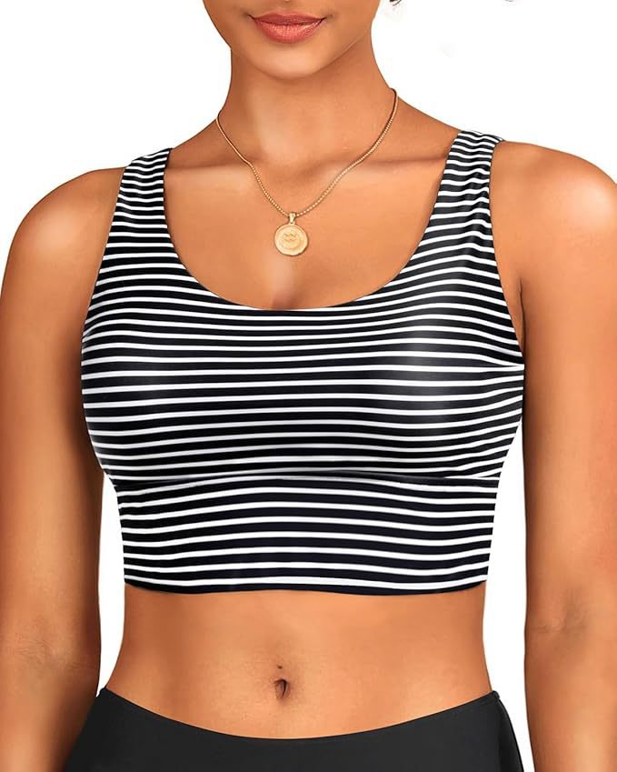 Damen sportlicher Crop-Top mit klassischen Streifen Drune