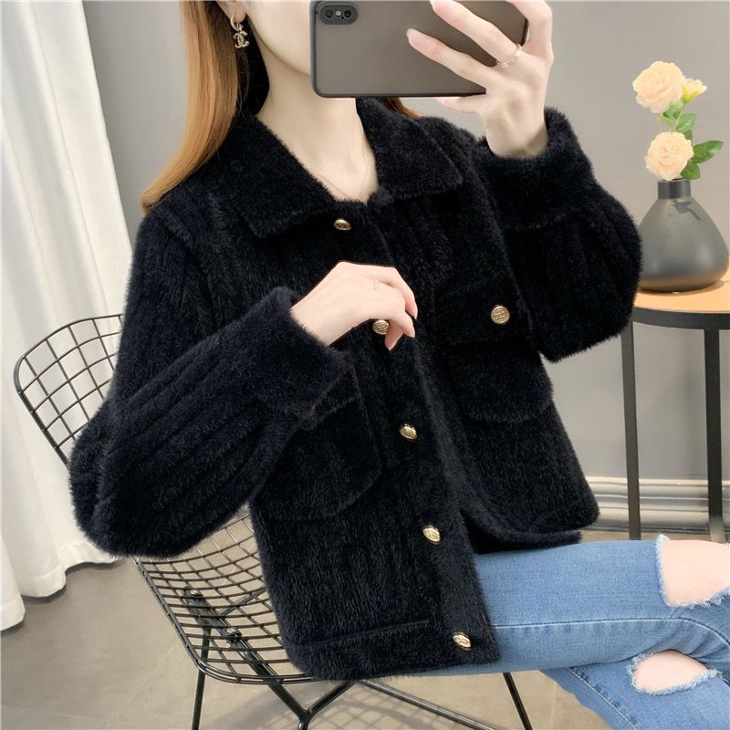 Damen kuschelige Strickjacke mit aufwendigen Knopfdetails und praktischen Taschen Drune