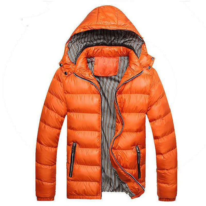 Herren Leichtgewichtige Steppjacke mit Kapuze, Thermoisolierung und gestreiftem Futter Drune
