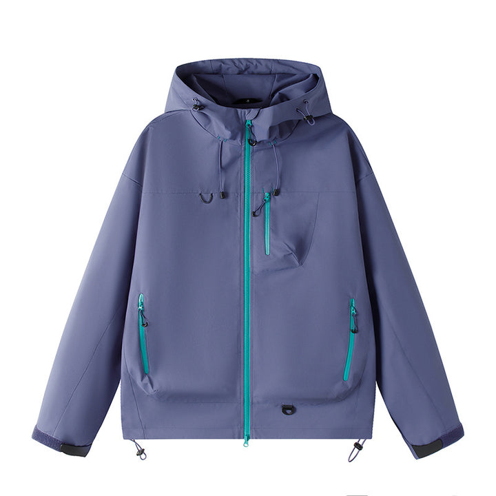 Herren Leichte Tech-Softshelljacke mit Kapuze, verstellbarem Saum und Kontrast-Reißverschlüssen Drune