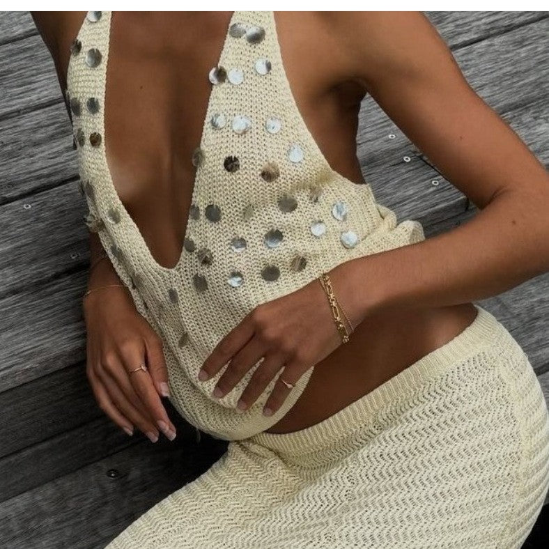 Damen Stricktop mit funkelneden Details Drune