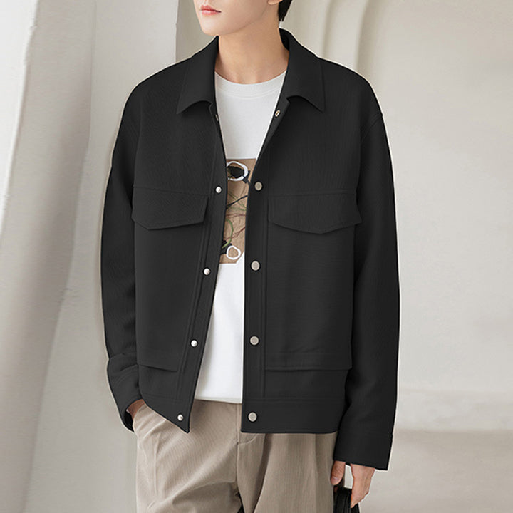 Herren Boxy Overshirt-Jacke mit Druckknöpfen und aufgesetzten Taschen Drune