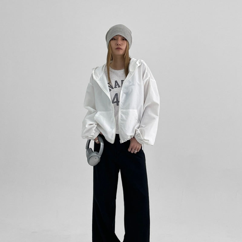 Damen winddichte Jacke mit Kapuze Drune